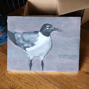 Seagull Canvas Painting in Gray and White